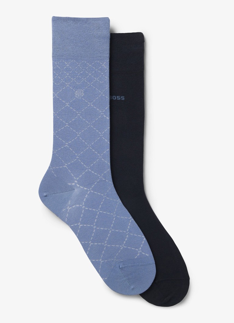 BOSS Heren Sokken in katoenblend in 2-pack in de kleur Blauw