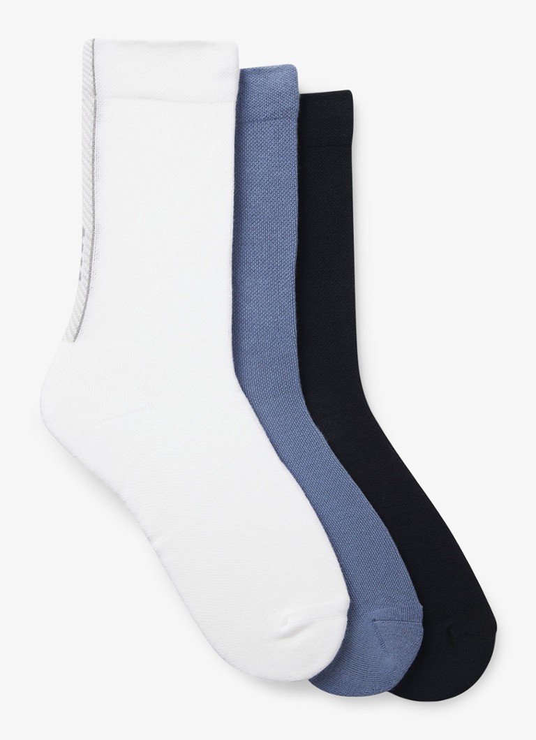 BOSS Heren Sokken in katoenblend in 3-pack in de kleur Blauw