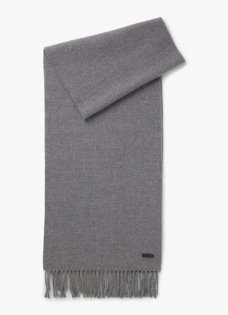 BOSS Dames Sjaal van wol 165 x 30 cm in de kleur Donkergrijs