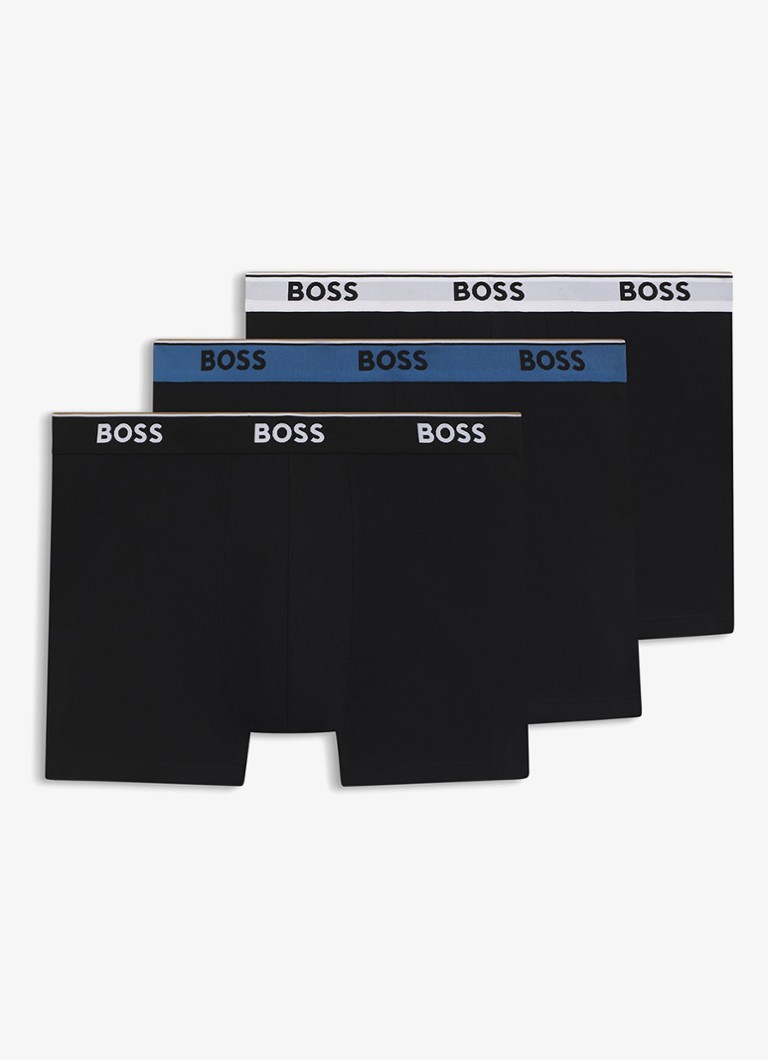 BOSS Heren Boxershorts met logoband in 3-pack in de kleur Black-003 / Zwart