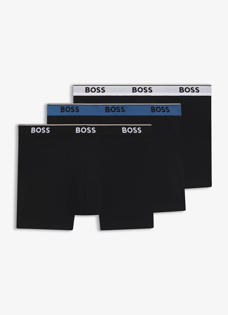 BOSS Heren Boxershorts met logoband in 3-pack in de kleur Black-003 / Zwart