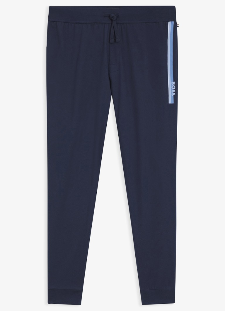 BOSS Heren Tapered fit joggingbroek met logo in de kleur Dark Blue-403 / Blauw