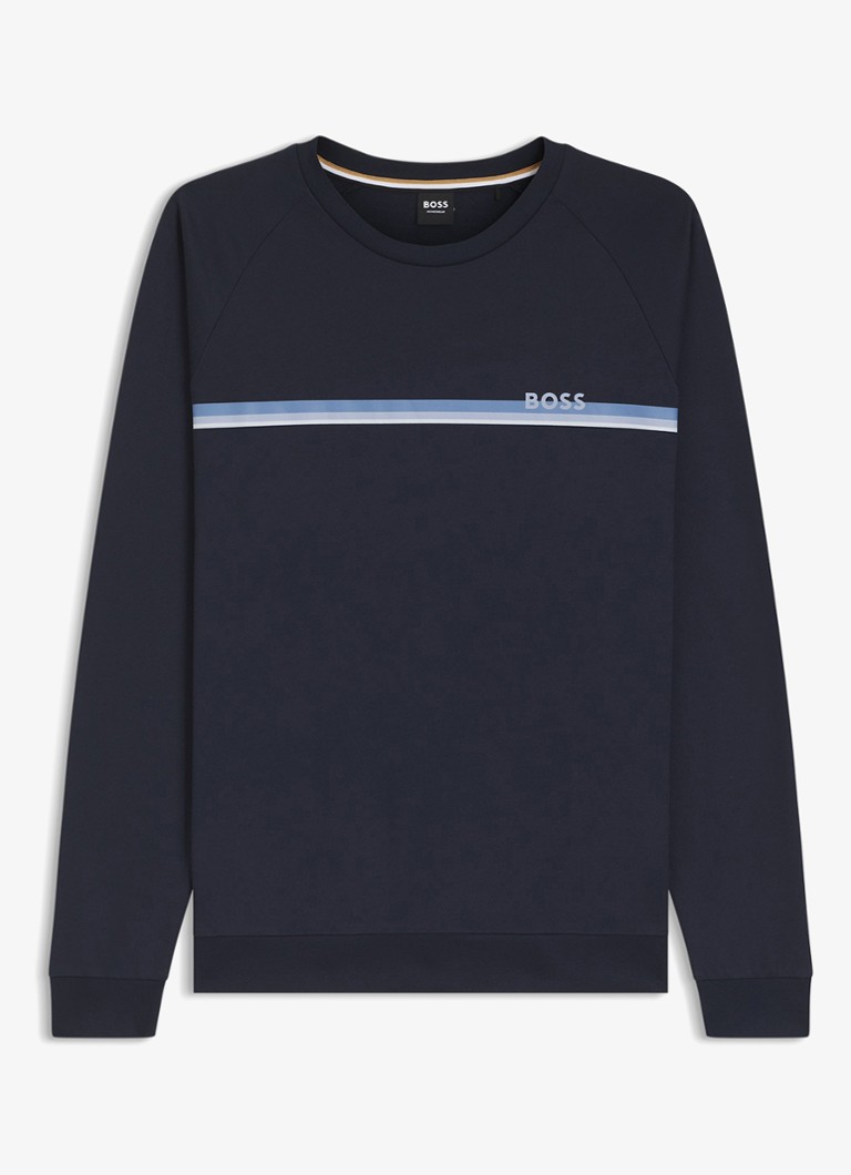 BOSS Heren Sweater met logo in de kleur Donkerblauw