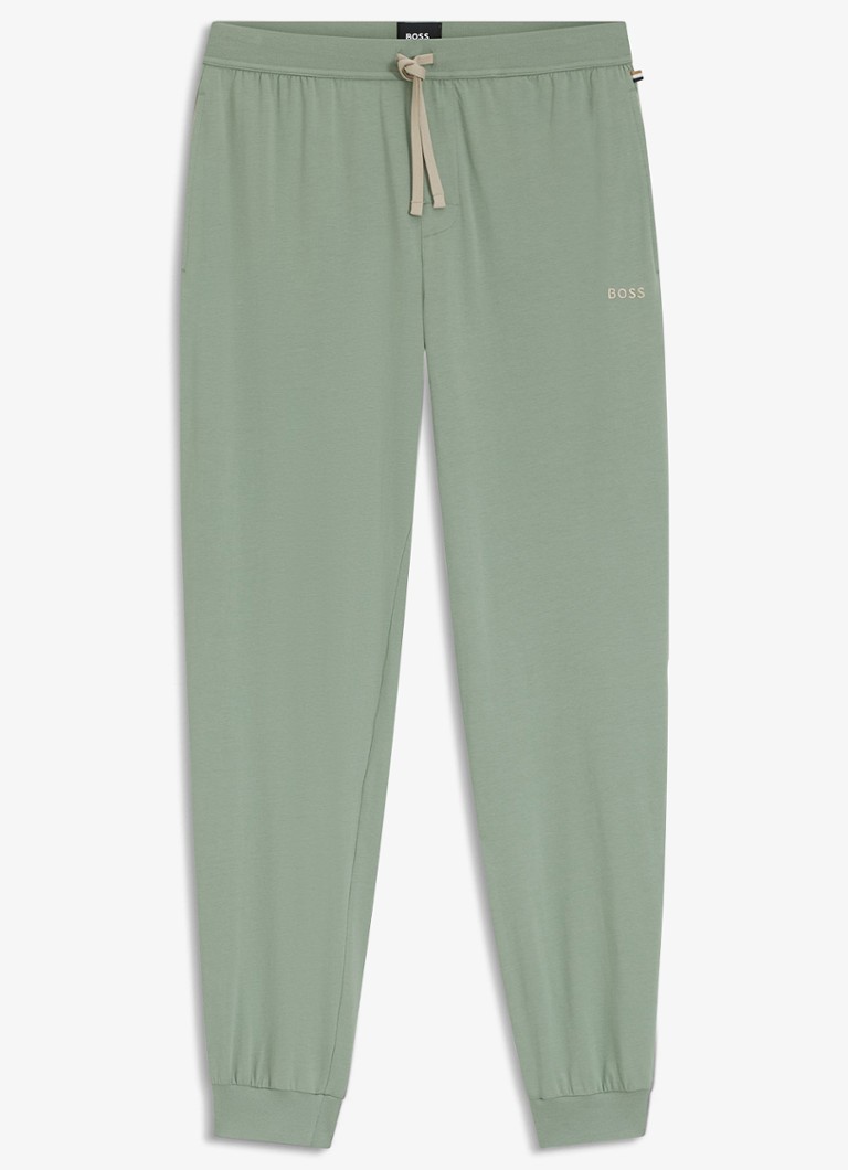 BOSS Heren Mix&Match pyjamabroek met logoborduring en steekzakken in de kleur Lichtgroen