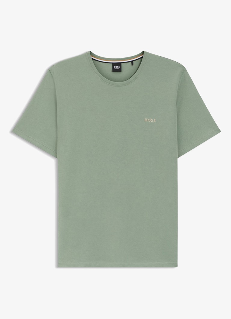 BOSS Heren Pyjamatop met logo in de kleur Lichtgroen