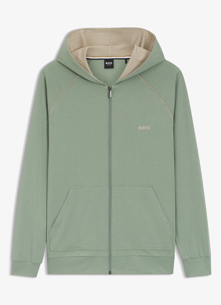 BOSS Heren Mix&Match sweatvest met logoborduring en steekzakken in de kleur Lindegroen