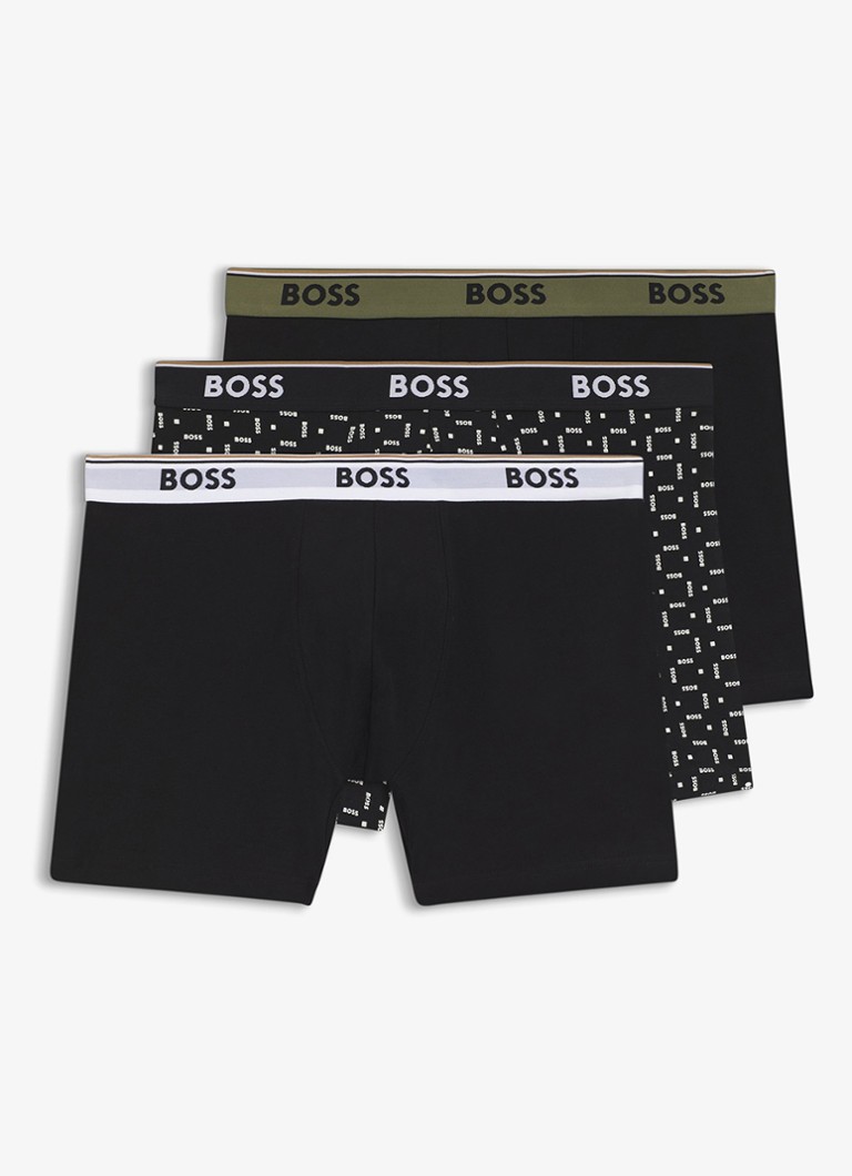 BOSS Heren Boxershort met logoband in 3-pack in de kleur Zwart