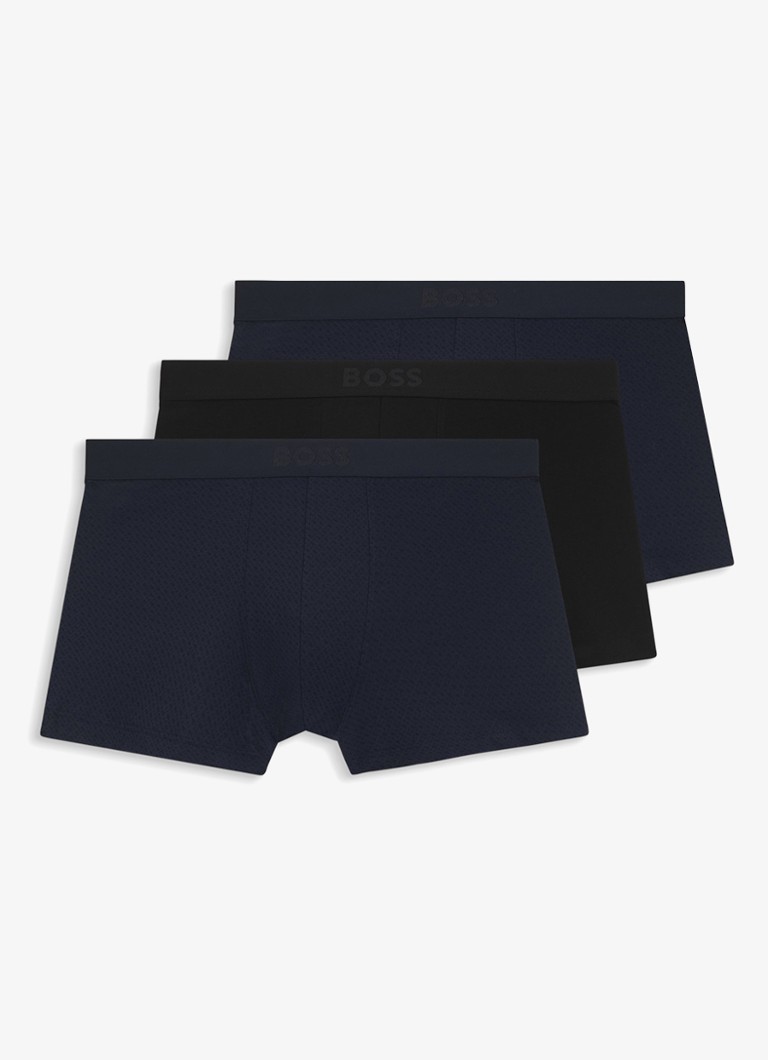 BOSS Heren Set van drie korte boxers met logo’s van stretchkatoen in de kleur Open Blue-482 / Blauw