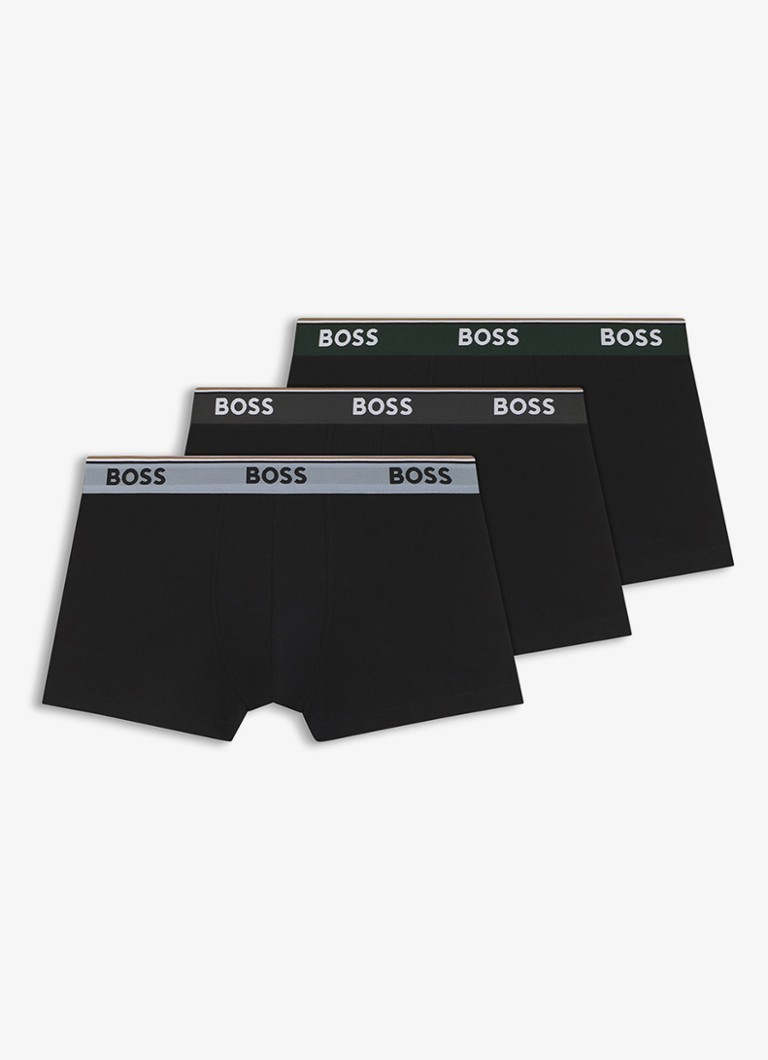 BOSS Heren Set van drie korte boxershorts met logotailleband van stretchkatoen in de kleur Open Miscellaneous-987 / Multicolor