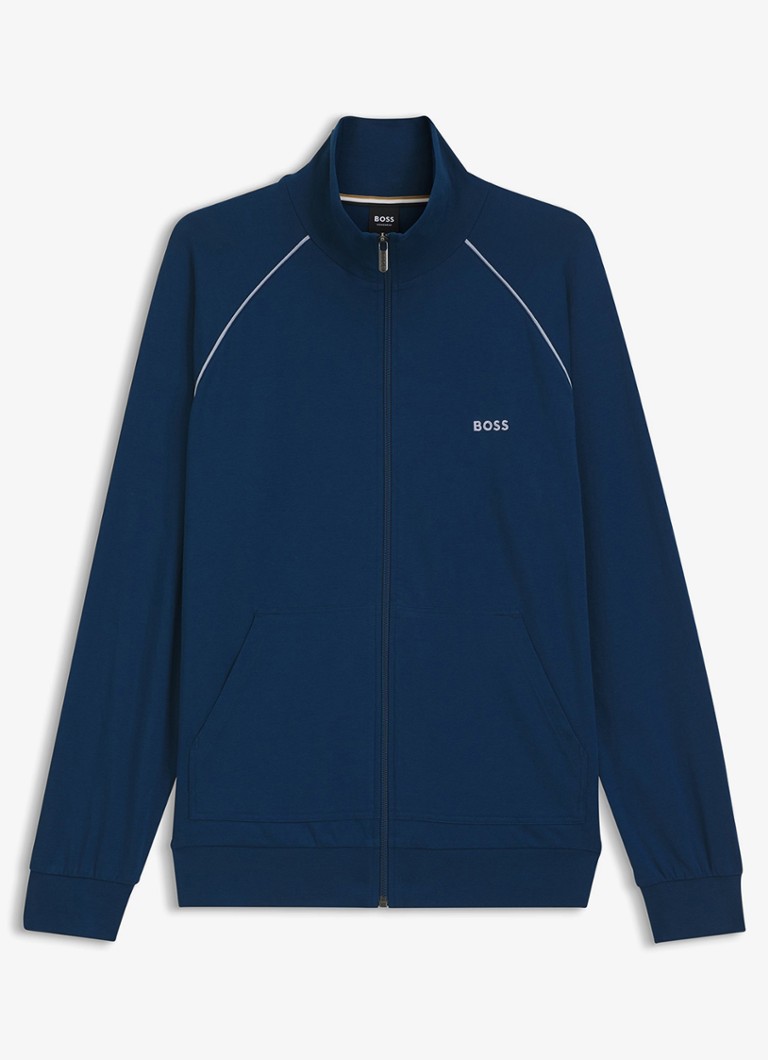 BOSS Heren Sweatvest met logoborduring in de kleur Turquoise /Aqua-444 / Blauw