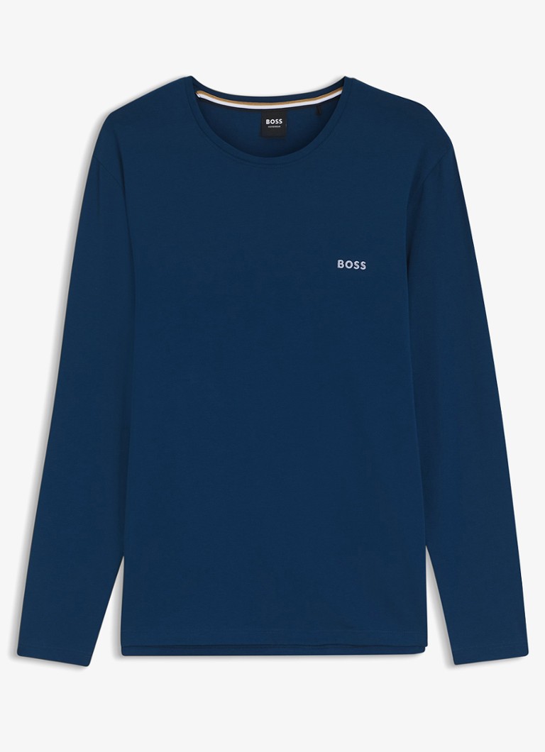 BOSS Heren Longsleeve met logo in de kleur Donkerblauw