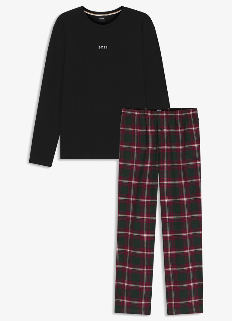 BOSS Heren Pyjamaset met logo in de kleur Open Red-645 / Rood