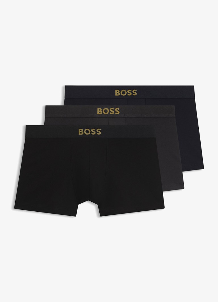 BOSS Heren Boxershorts met logoband in 3-pack in de kleur Zwart