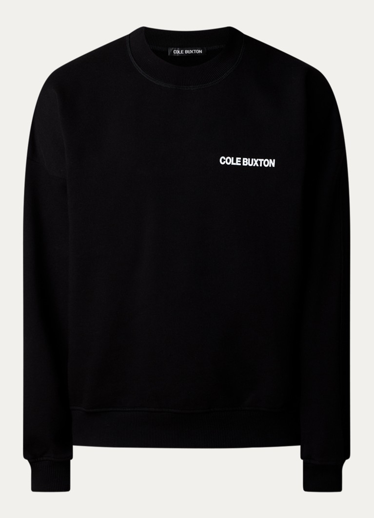 Cole Buxton Heren Sweater met logo- en backprint in de kleur Zwart, maat: XL