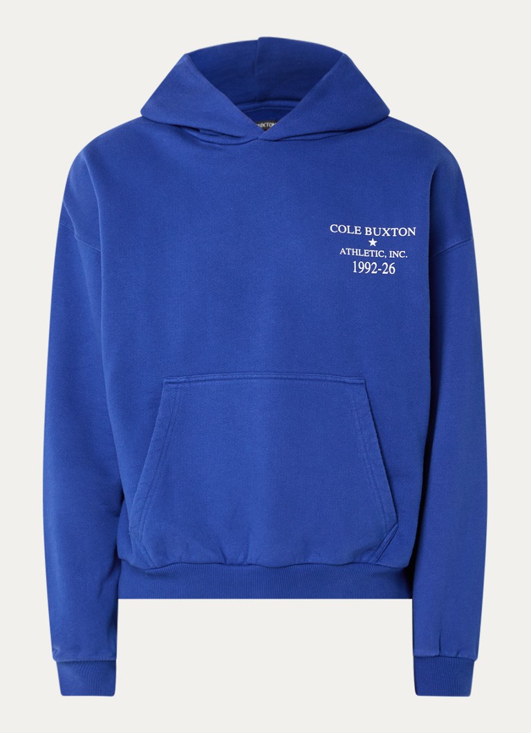 Cole Buxton Heren Athletic hoodie met front- en backprint in de kleur Kobaltblauw, maat: S