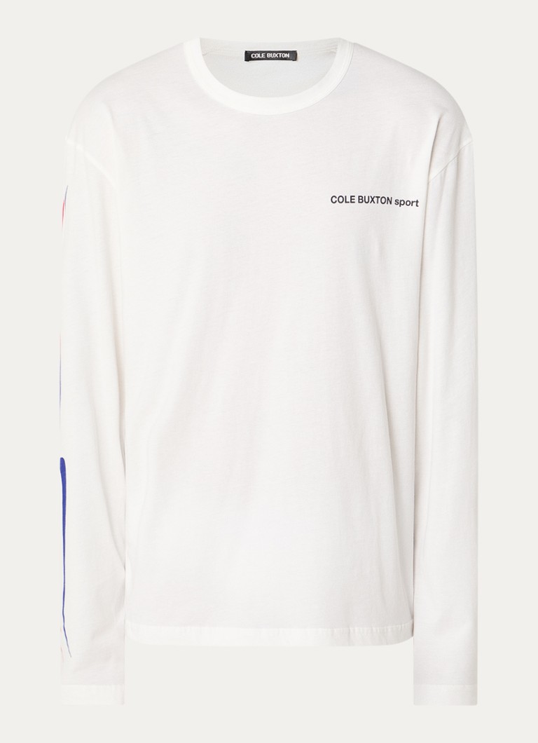 Cole Buxton Heren Sport longsleeve met logo- en backprint in de kleur Gebroken wit, maat: S