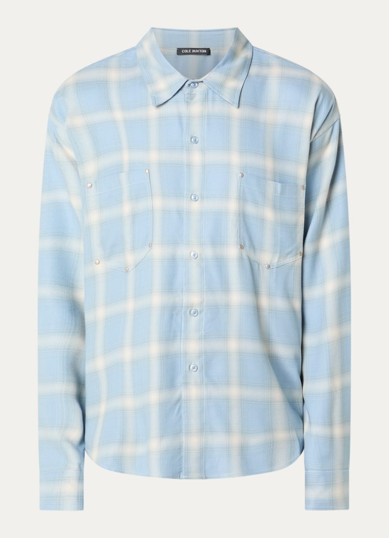 Cole Buxton Heren Regular fit overhemd met ruitdessin in de kleur Blauw, maat: M