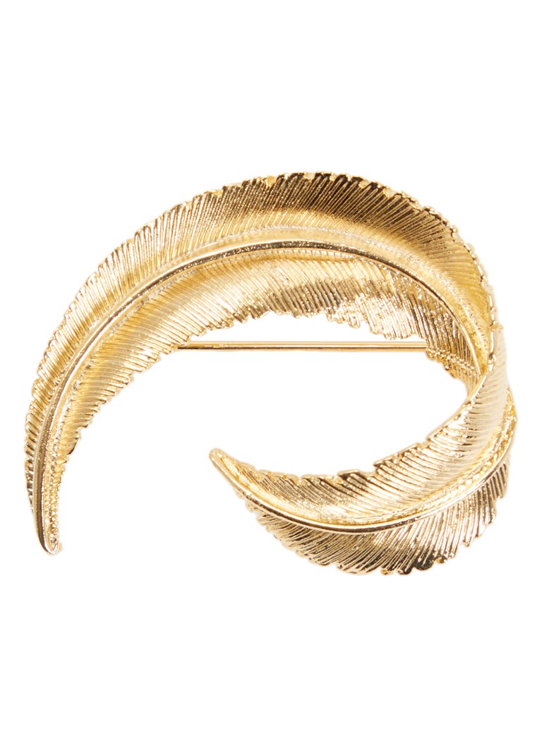 Kroonjuweeltjes Dames Varen Blad broche verguld in de kleur Goud, maat: OS