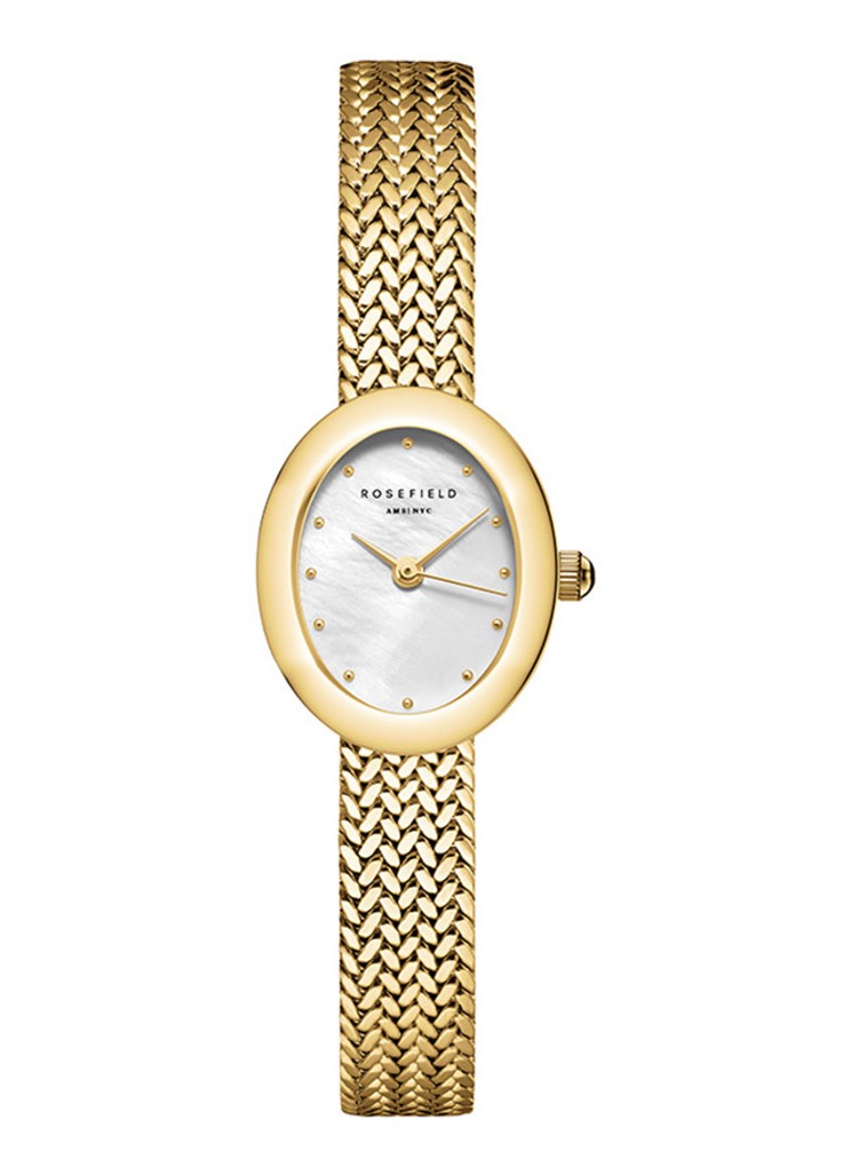 Rosefield Dames Mini Oval horloge MWGMG-M02 in de kleur Goud, maat: 18x22mm