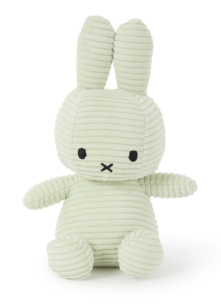 Nijntje Meisjes Miffy knuffel van corduroy 23 cm in de kleur Lichtgroen, maat: 23 CM