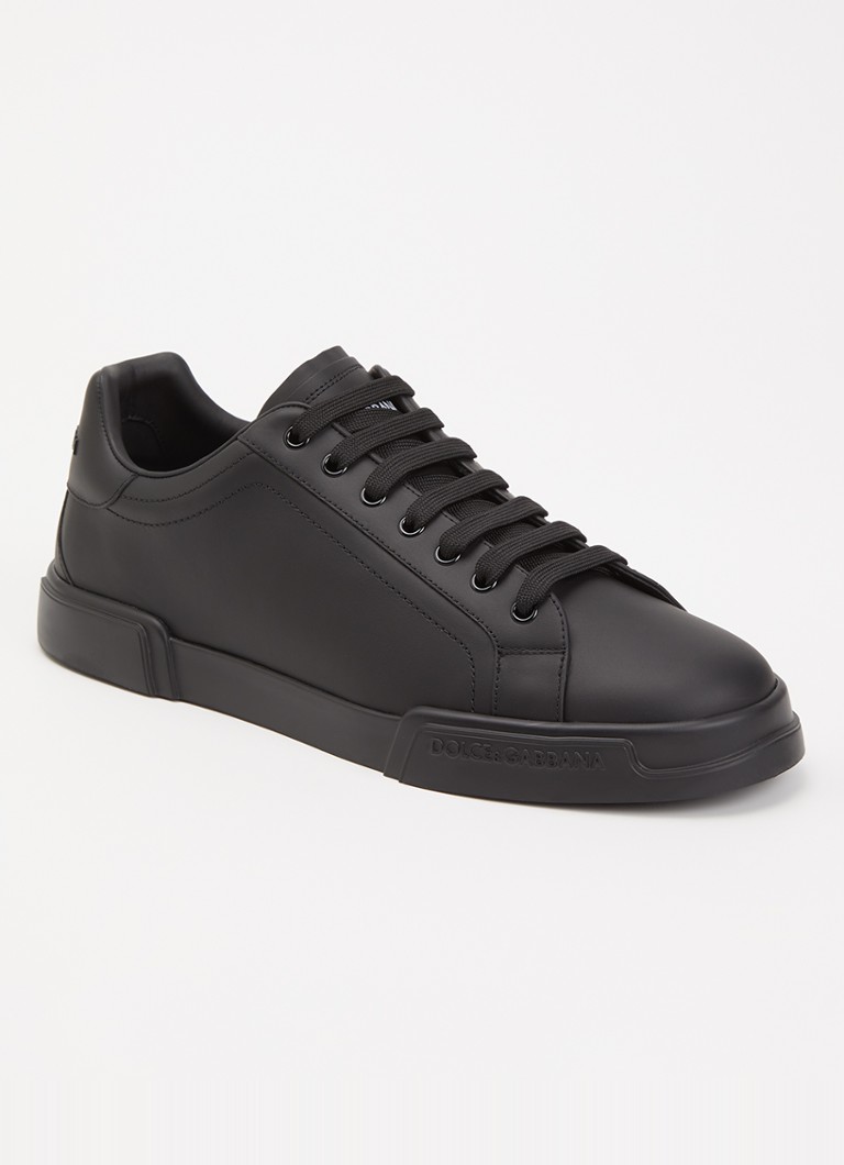 Dolce & Gabbana Heren Portofino sneaker van kalfsleer in de kleur Zwart, maat: 45
