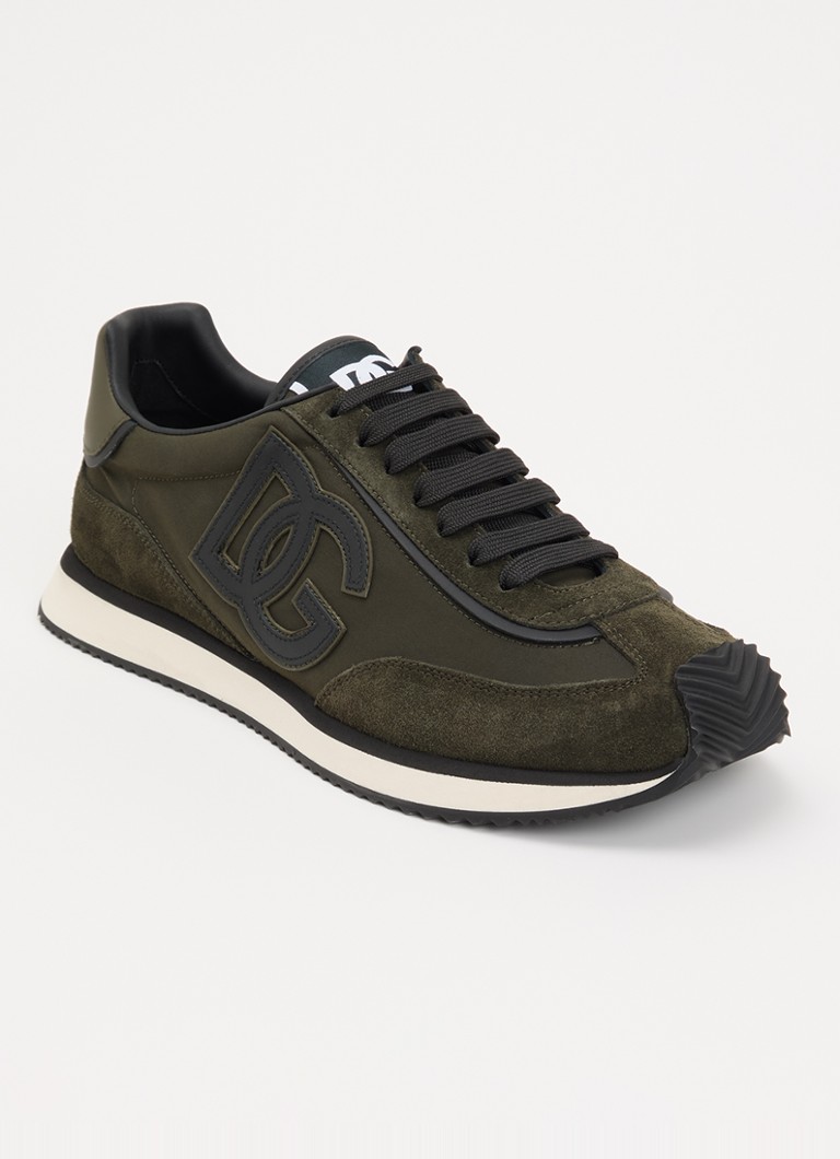 Dolce & Gabbana Heren Cushion sneakers met kalfsleren details in de kleur Bronsgroen, maat: 45