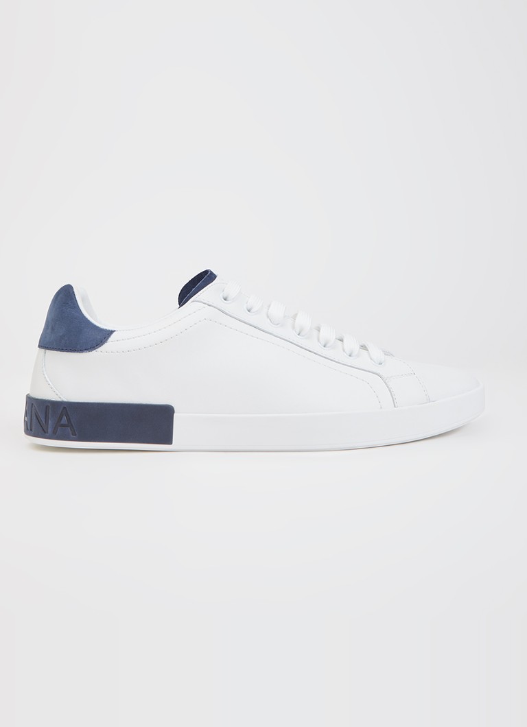 Dolce & Gabbana Heren Portofino sneaker van kalfsleer met logo in de kleur Wit, maat: 40