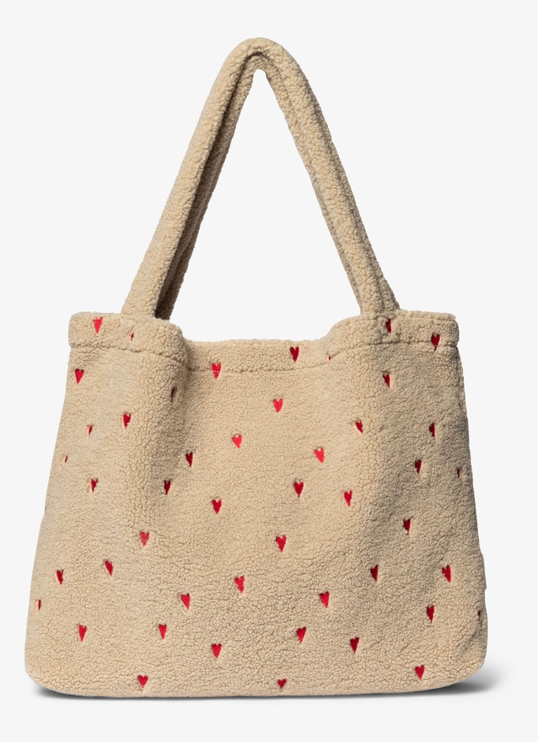 Studio Noos Dames Hearts Mom-Bag van teddy met borduring