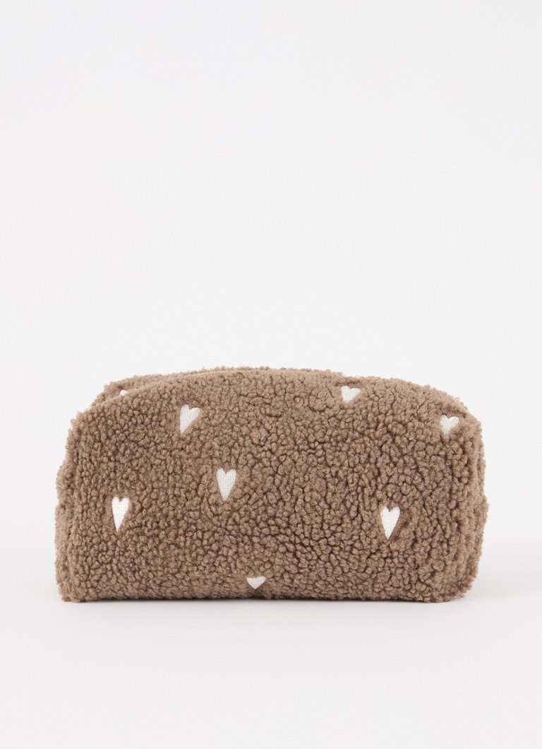 Studio Noos Hearts make-up tas van teddy Lichtbruin - Deal