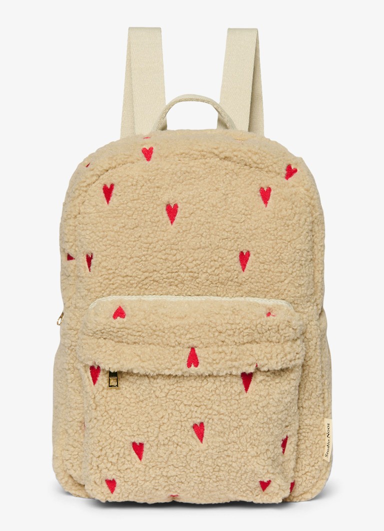Studio Noos Meisjes Teddy Hearts rugzak in de kleur Ivoor, maat: midi