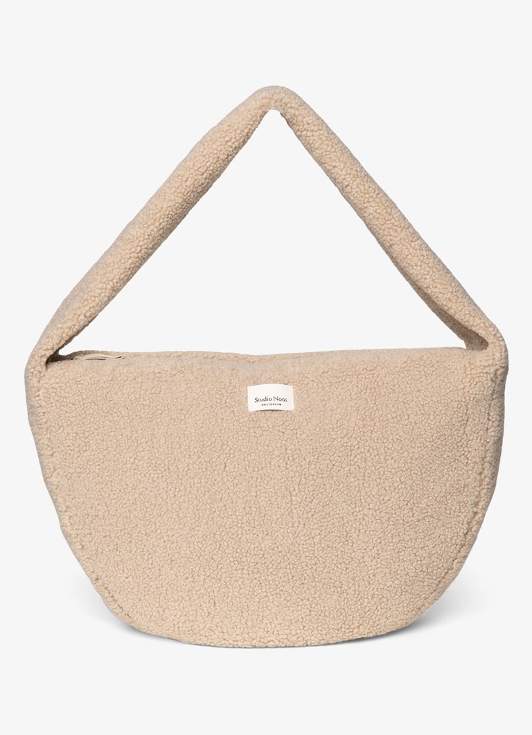 Studio Noos Dames Crossbodytas van teddy in de kleur Beige, maat: One Size