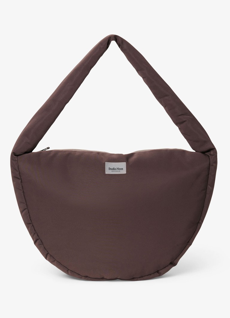 Studio Noos Dames Puffy gewatteerde crossbodytas met logo in de kleur Donkerbruin, maat: ONE SIZE