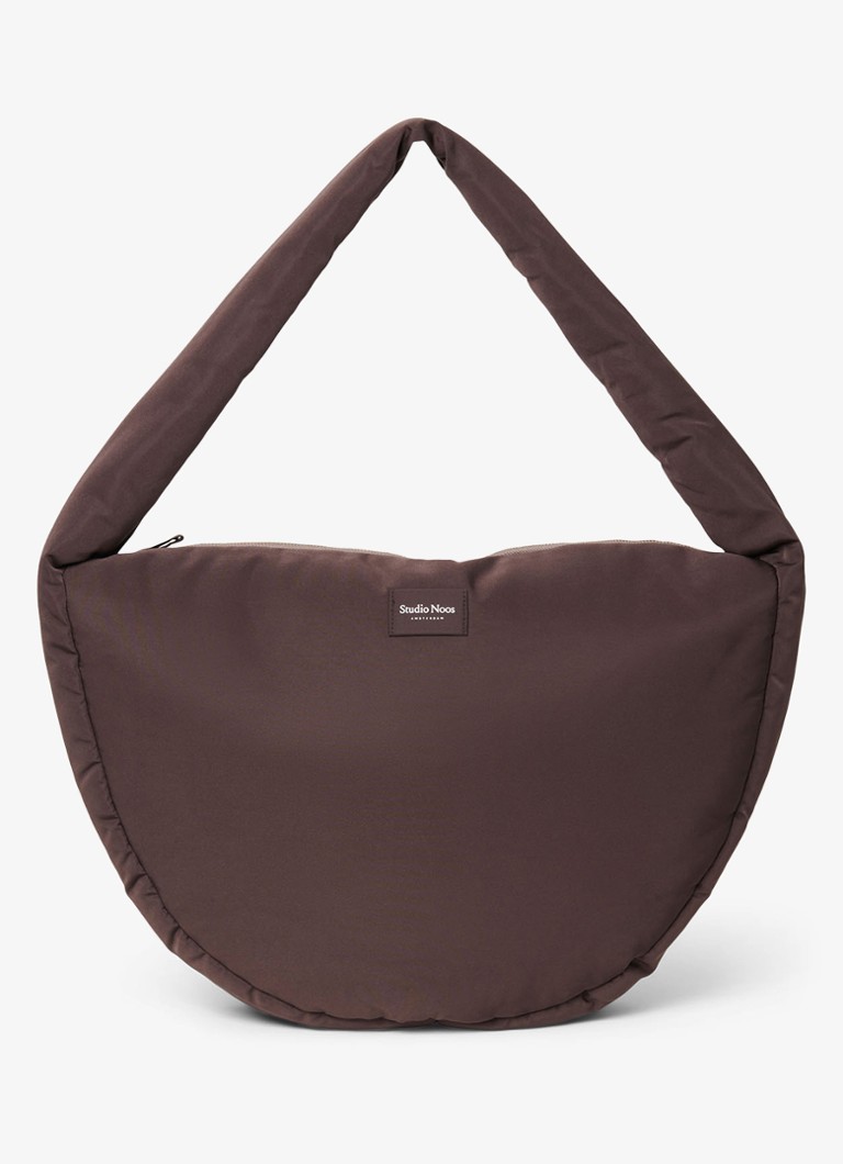 Studio Noos Dames Puffy gewatteerde crossbodytas met logo in de kleur Donkerbruin, maat: ONE SIZE