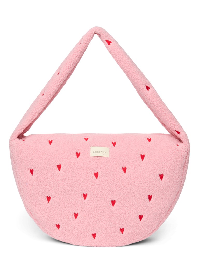 Studio Noos Dames Crossbodytas van teddy in de kleur Lichtblauw, maat: OS