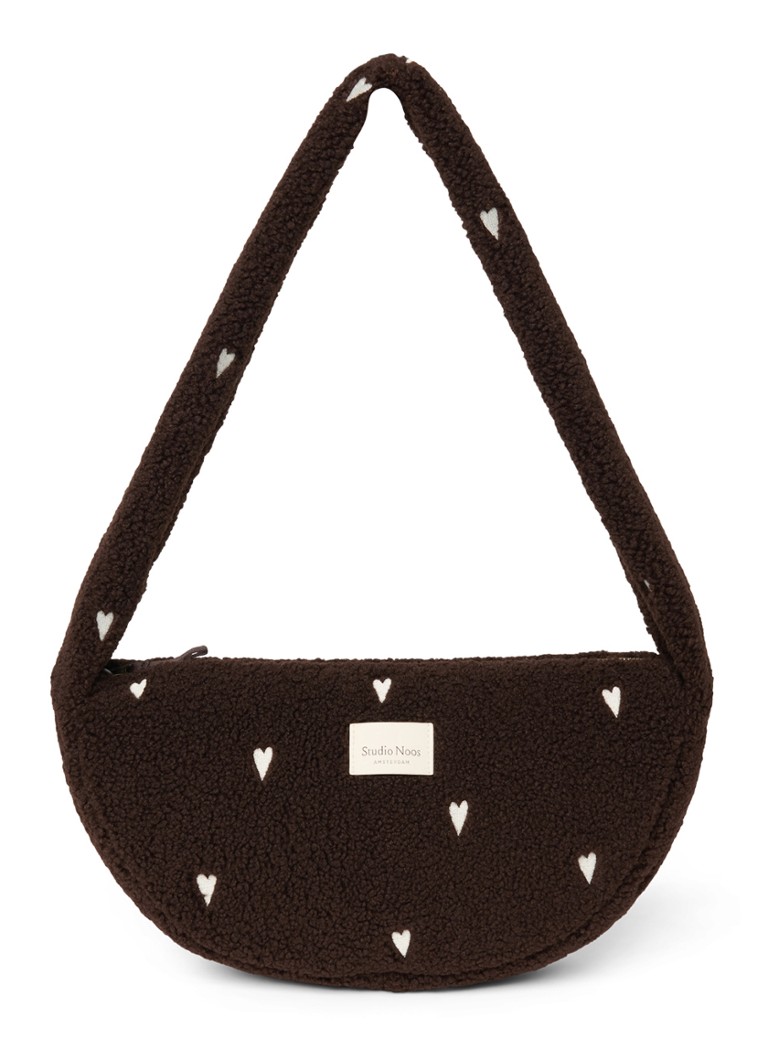 Studio Noos Dames Crossbodytas van teddy in de kleur Donkerbruin, maat: OS