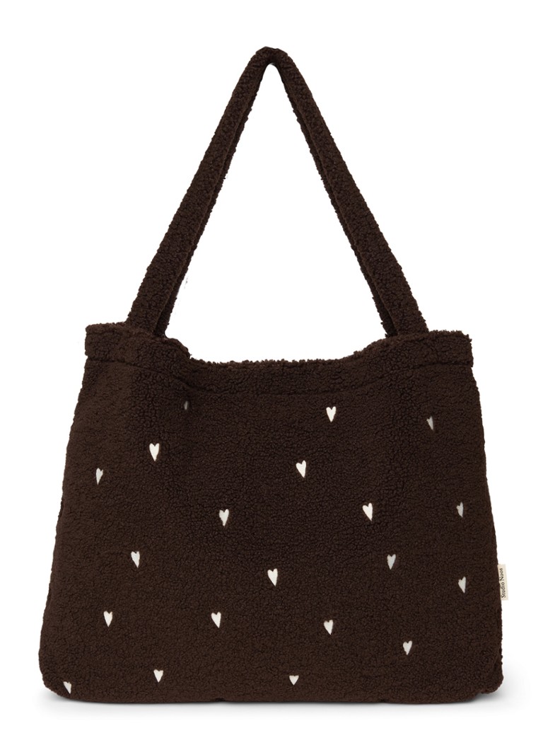 Studio Noos Dames Mom Bag shopper van teddy in de kleur Chocoladebruin, maat: OS