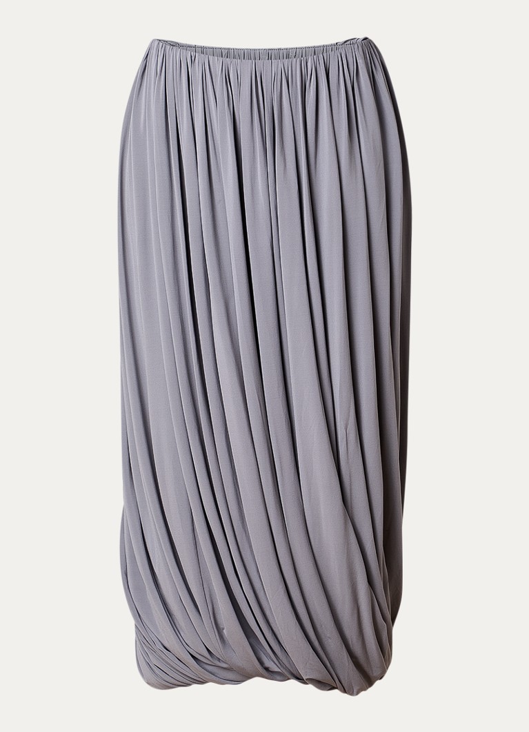 Alaïa Dames twisted midi rok met plooien in de kleur Grijs, maat: 40