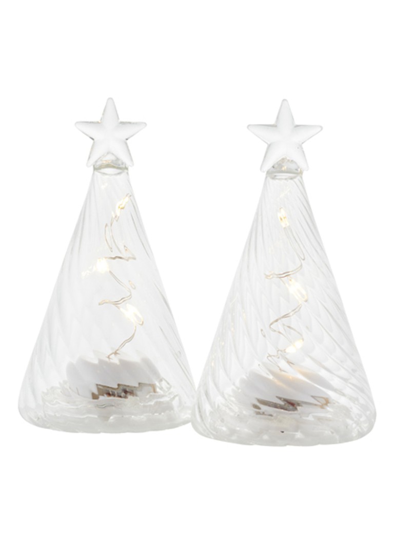 Sirius Wave Trees kerstornament met LED verlichting 9 cm set van 2 Transparant - Deal