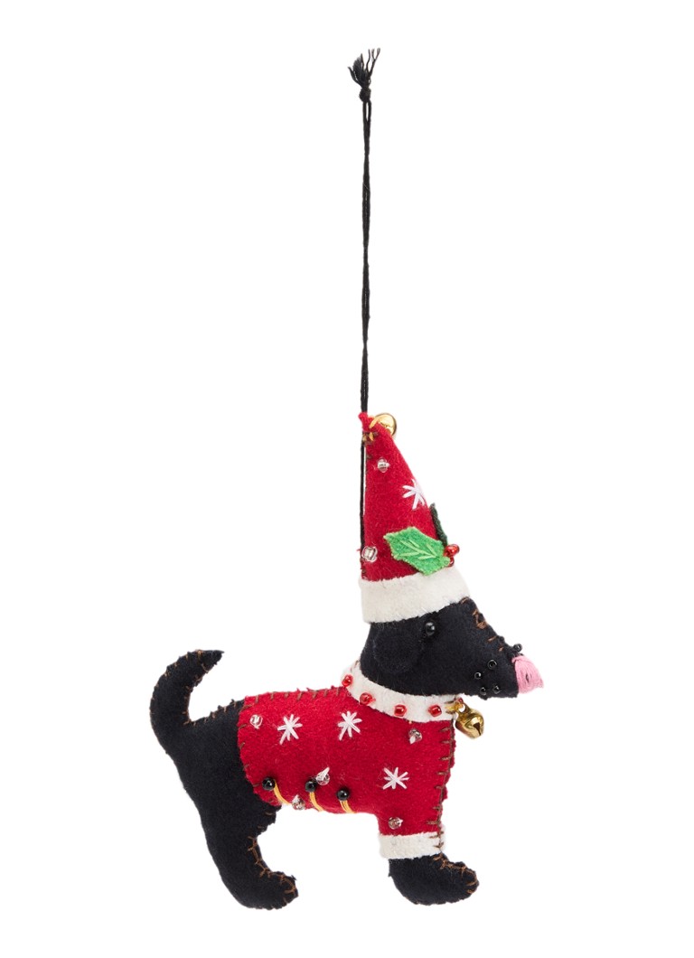 Meander Hond met trui en kerstmuts 12 cm Rood - Deal