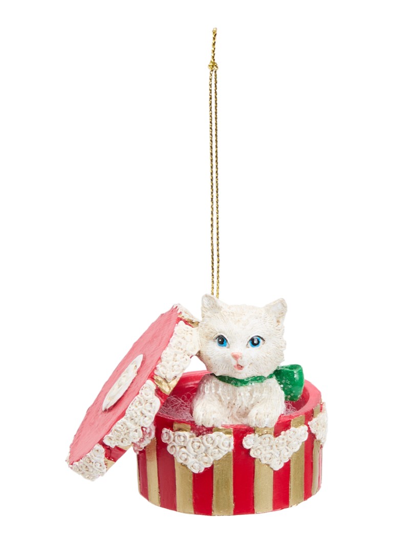 Meander Kat in doos kersthanger 5,5 cm Rood - Deal
