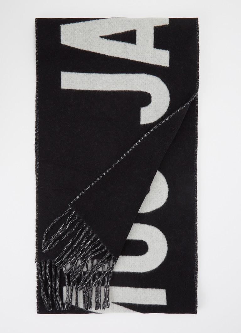Jacquemus Heren Sjaal van wol met logoprint 200 x 35 cm in de kleur Zwart, maat: OS