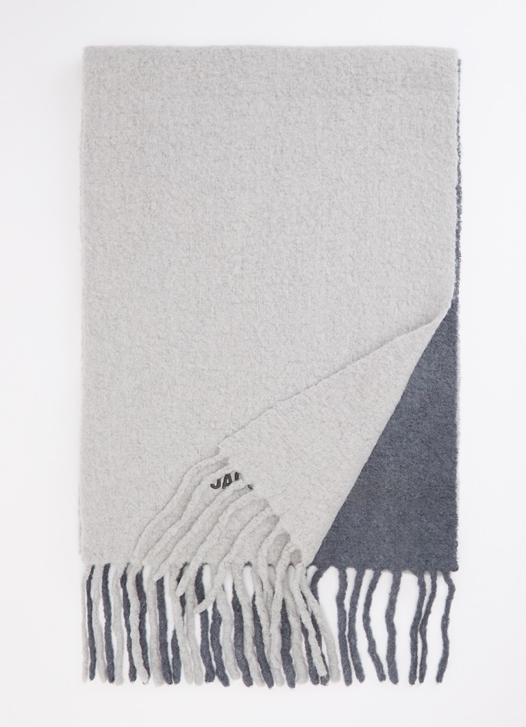 Jacquemus Heren Sjaal in alpaca wolblend met logoprint 250 x 35 cm in de kleur Grijs, maat: OS