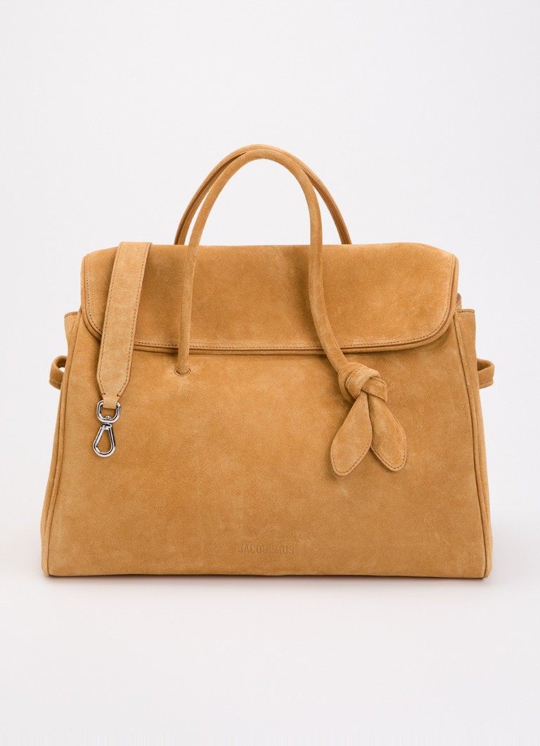 Jacquemus Heren Le turismo shopper van kalfssuède met afneembare schouderriem in de kleur Camel, maat: OS