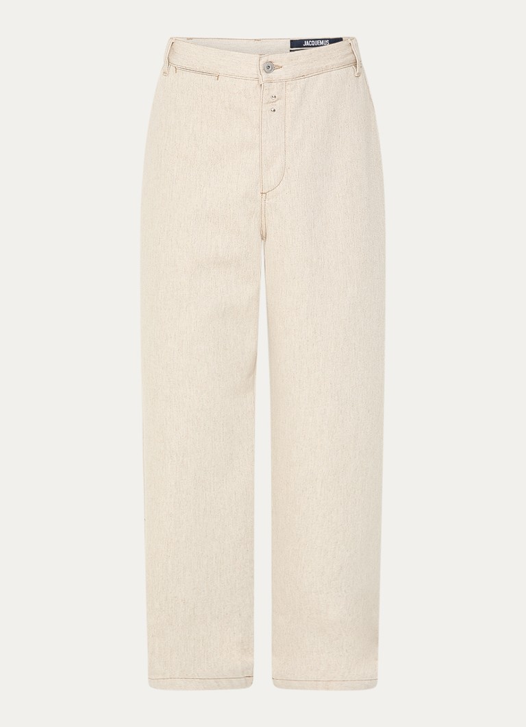Jacquemus Heren Paysan wide leg jeans met gekleurde wassing in de kleur Creme, maat: 34