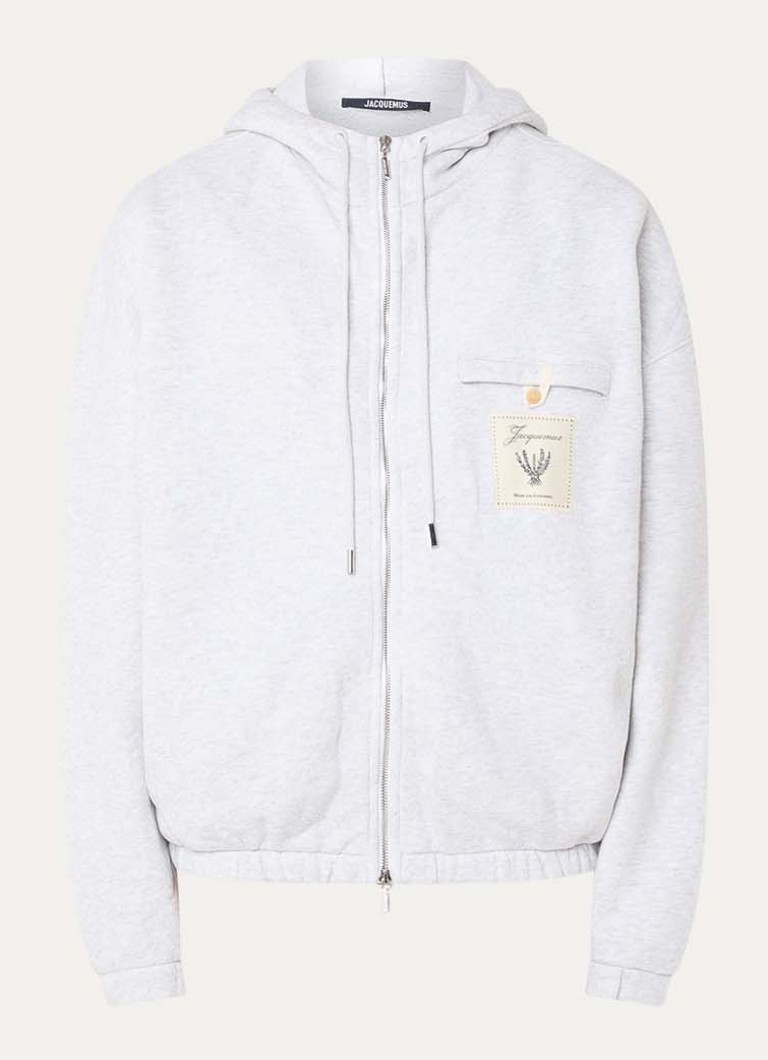 Jacquemus Heren Sweatvest met capuchon en logoborduring in de kleur Grijsmele, maat: M