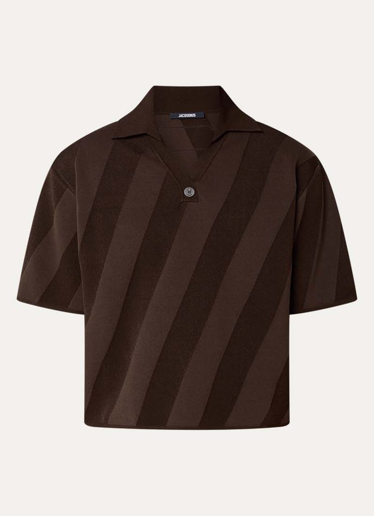 Jacquemus Heren Regular fit polo met streepprint in de kleur Donkerbruin, maat: S