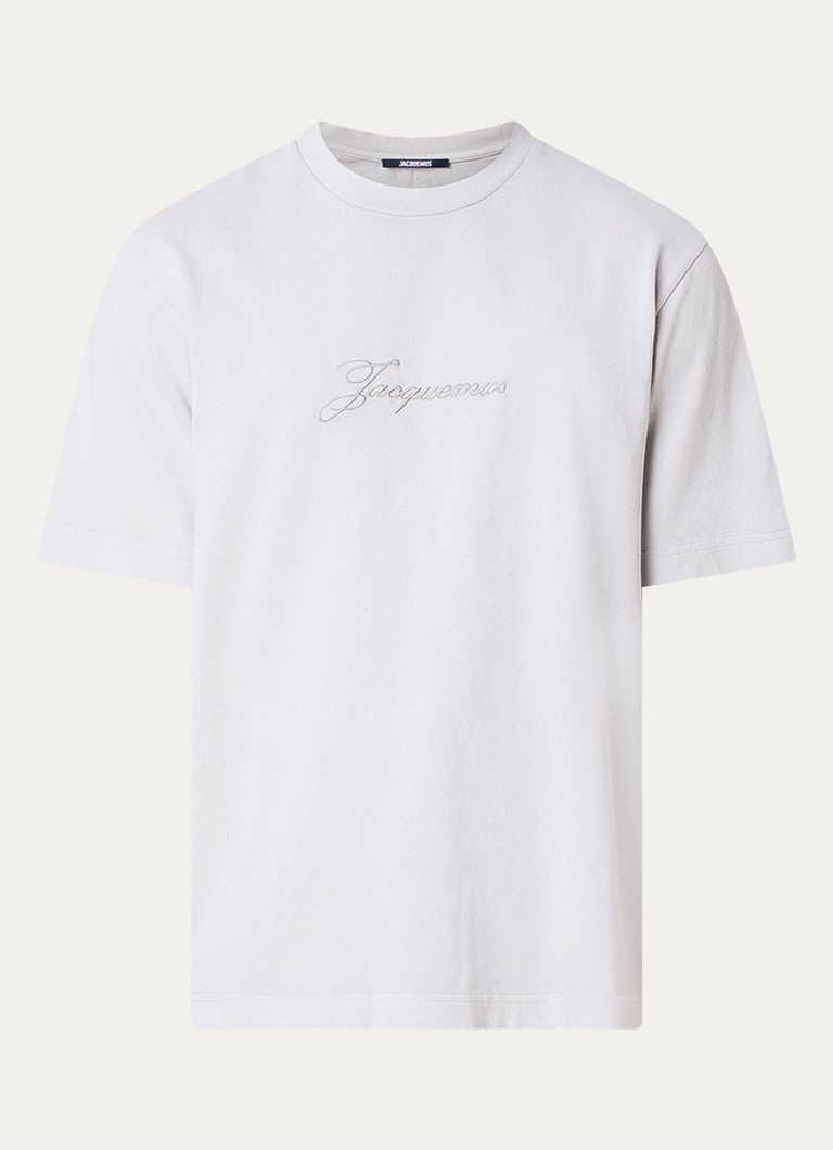 Jacquemus Heren T-shirt met logoborduring en ronde hals in de kleur Zand, maat: S
