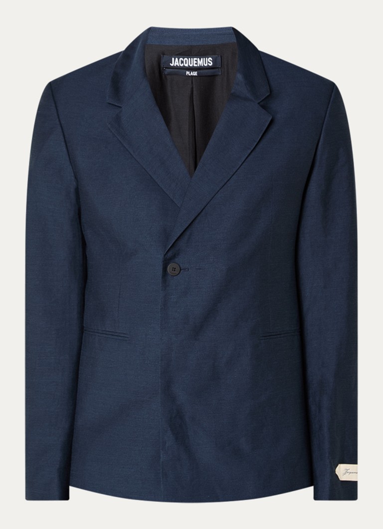 Jacquemus Heren Melo regular fit colbert in linnenblend in de kleur Donkerblauw, maat: 52