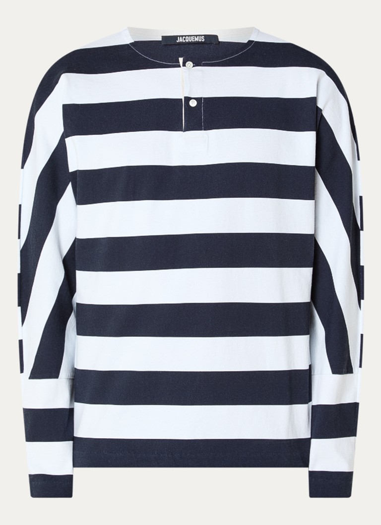 Jacquemus Heren Longsleeve met streepprint in de kleur Donkerblauw, maat: S