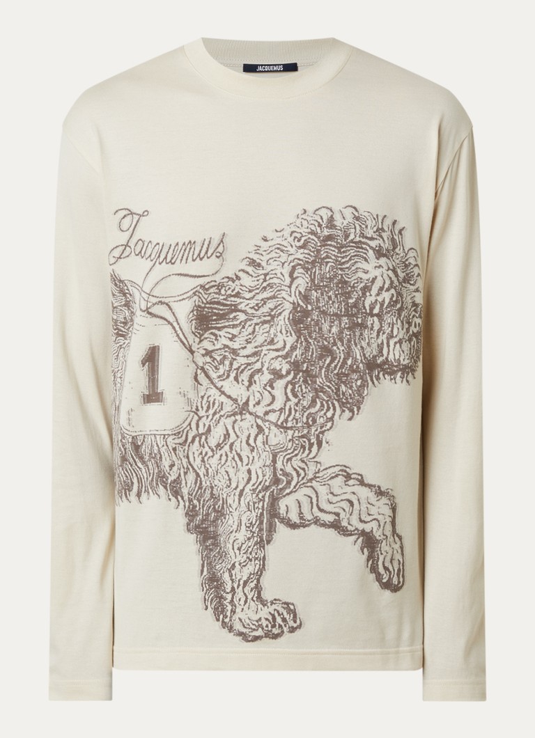 Jacquemus Heren T-shirt met logoprint in de kleur Beige, maat: S